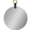 Miroir rond avec poignée simili et bois Ø35cm