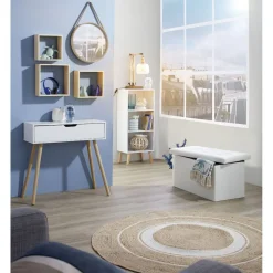 Miroir rond en mdf avec sangle en simili naturel Ø30 cm < Gifi Clearance