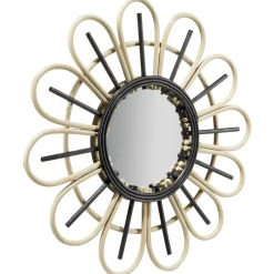 Miroir rond en rotin naturel et noir Ø39,5cm < Gifi Outlet