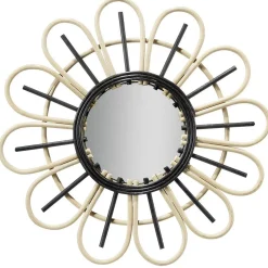 Miroir rond en rotin naturel et noir Ø39,5cm < Gifi Outlet