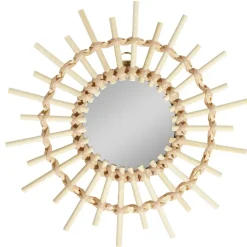 Miroir soleil rond rotin et osier Ø30cm < Gifi
