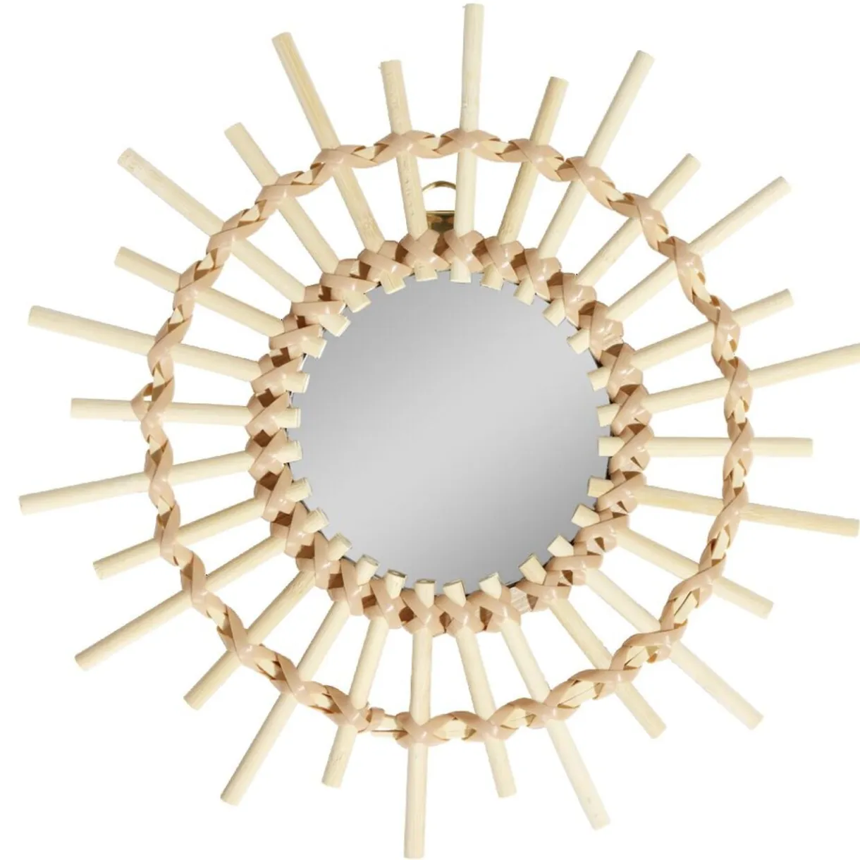 Miroir soleil rond rotin et osier Ø30cm < Gifi