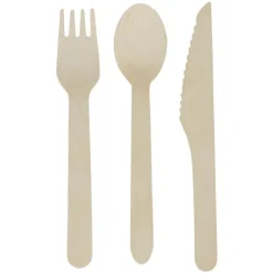 Ménagère bois de bouleau fourchette couteau cuillère x150