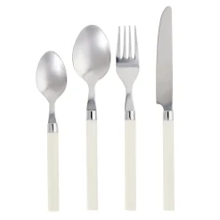 Ménagère 4 personnes 16 couverts inox avec manche plastique blanc ivoire < Gifi Hot
