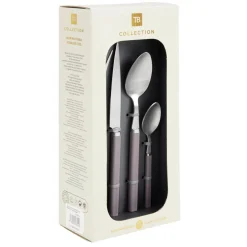 Ménagère 16 pièces acier inoxydable manche texturé rosé < Gifi Discount