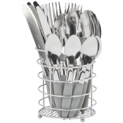 Ménagère 24 pièces gris et son panier < Gifi Discount