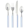 Ménagère 16 pièces inox et plastique bayadère blanc et bleu < Gifi Outlet