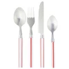 Ménagère 16 pièces inox et plastique bayadère blanc et rouge < Gifi