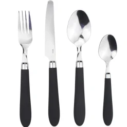 Ménagère 24 pièces inox manche antidérapant soft touch noir