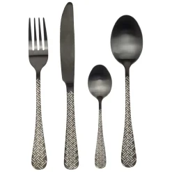 Ménagère 16 pièces inox noir