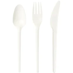 Ménagère réutilisable en amidon de maïs 6 personnes blanc