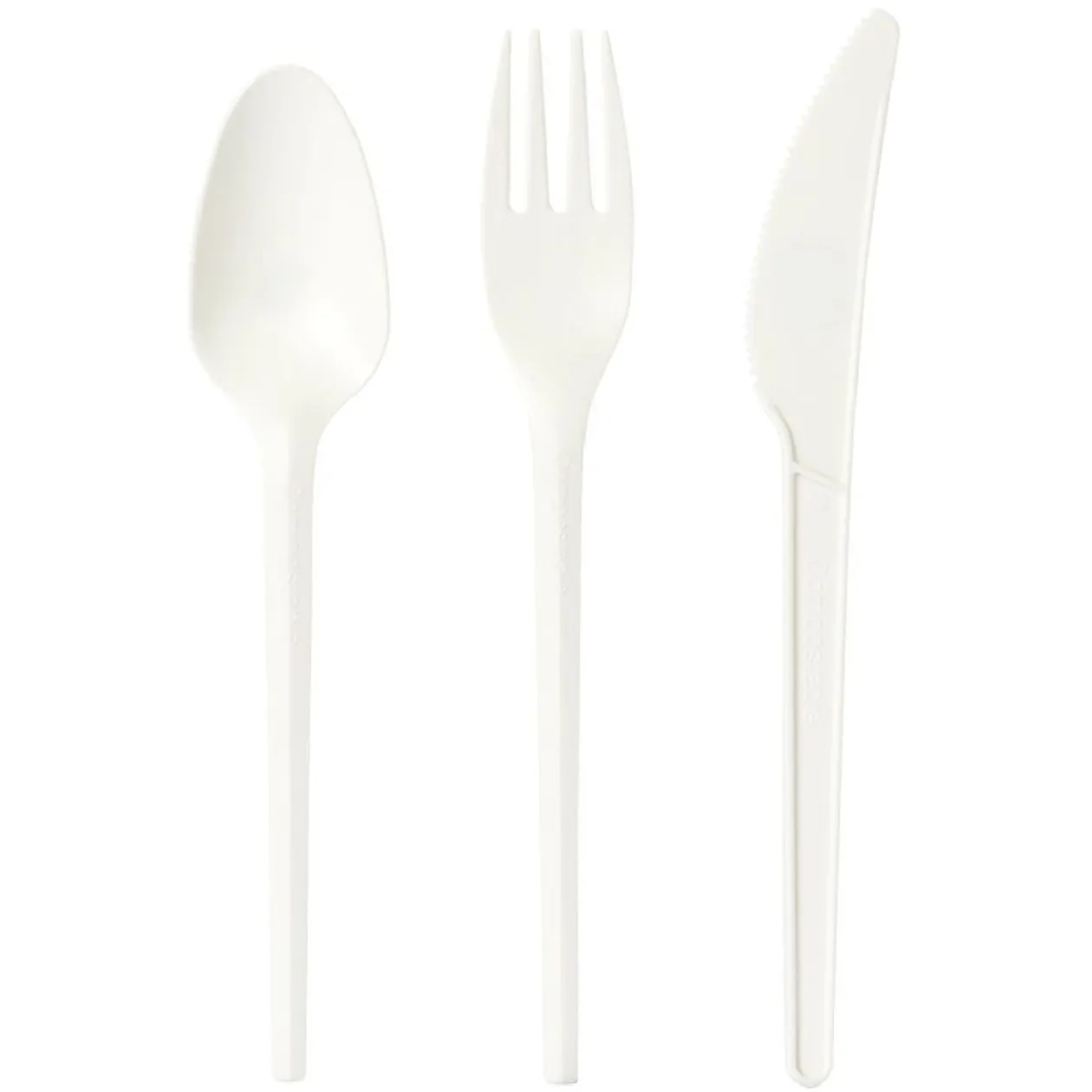 Ménagère réutilisable en amidon de maïs 6 personnes blanc