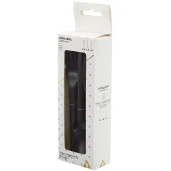 Ménagère réutilisable noir 18 couverts à base d'amidon de maïs
