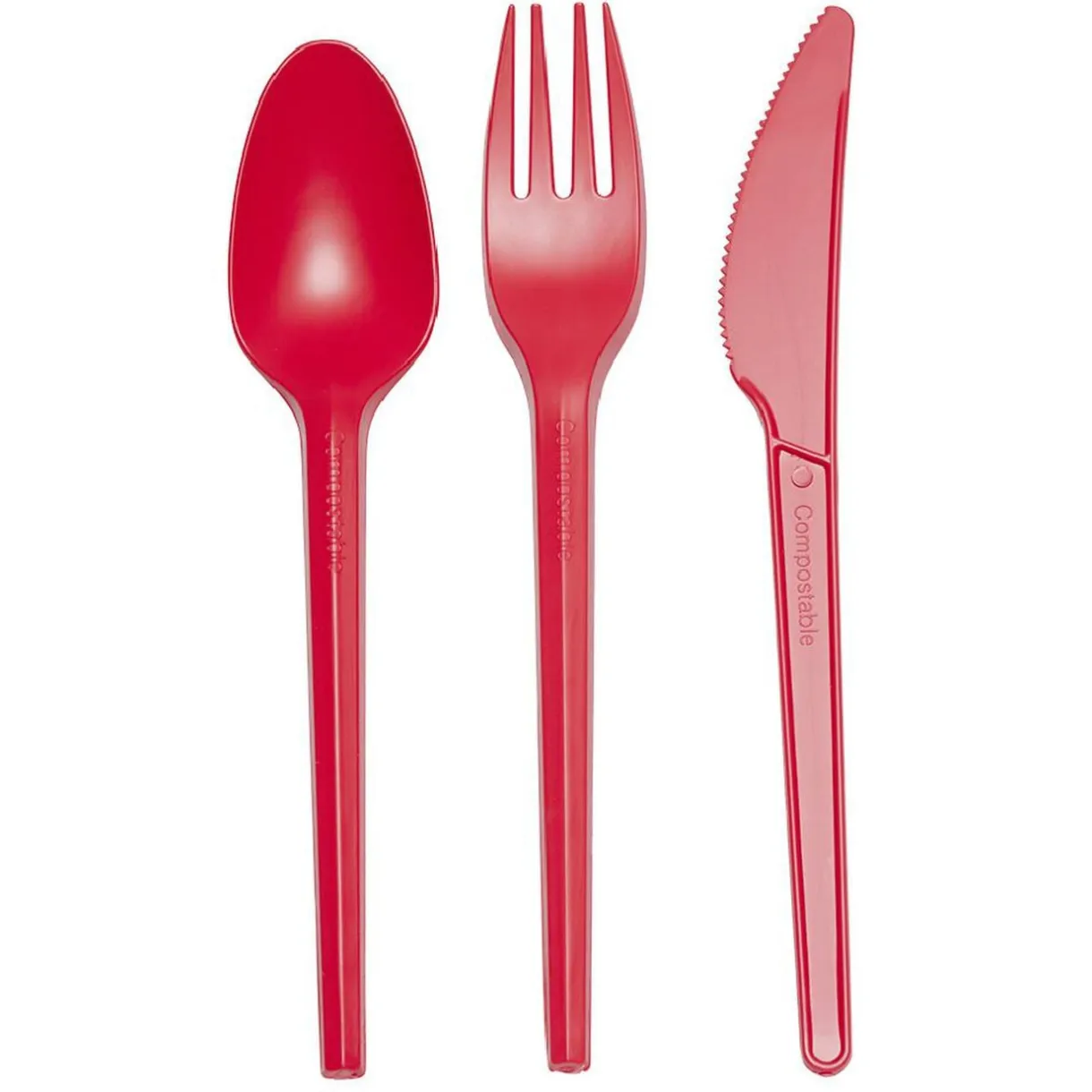 Ménagère réutilisable rouge 18 couverts à base d'amidon de maïs < Gifi Hot