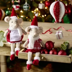 Montgolfière de Noël brillante rouge et blanc à suspendre H17cm