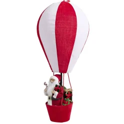Montgolfière du père Noël feutrine rouge et blanc XL Ø65xH150cm