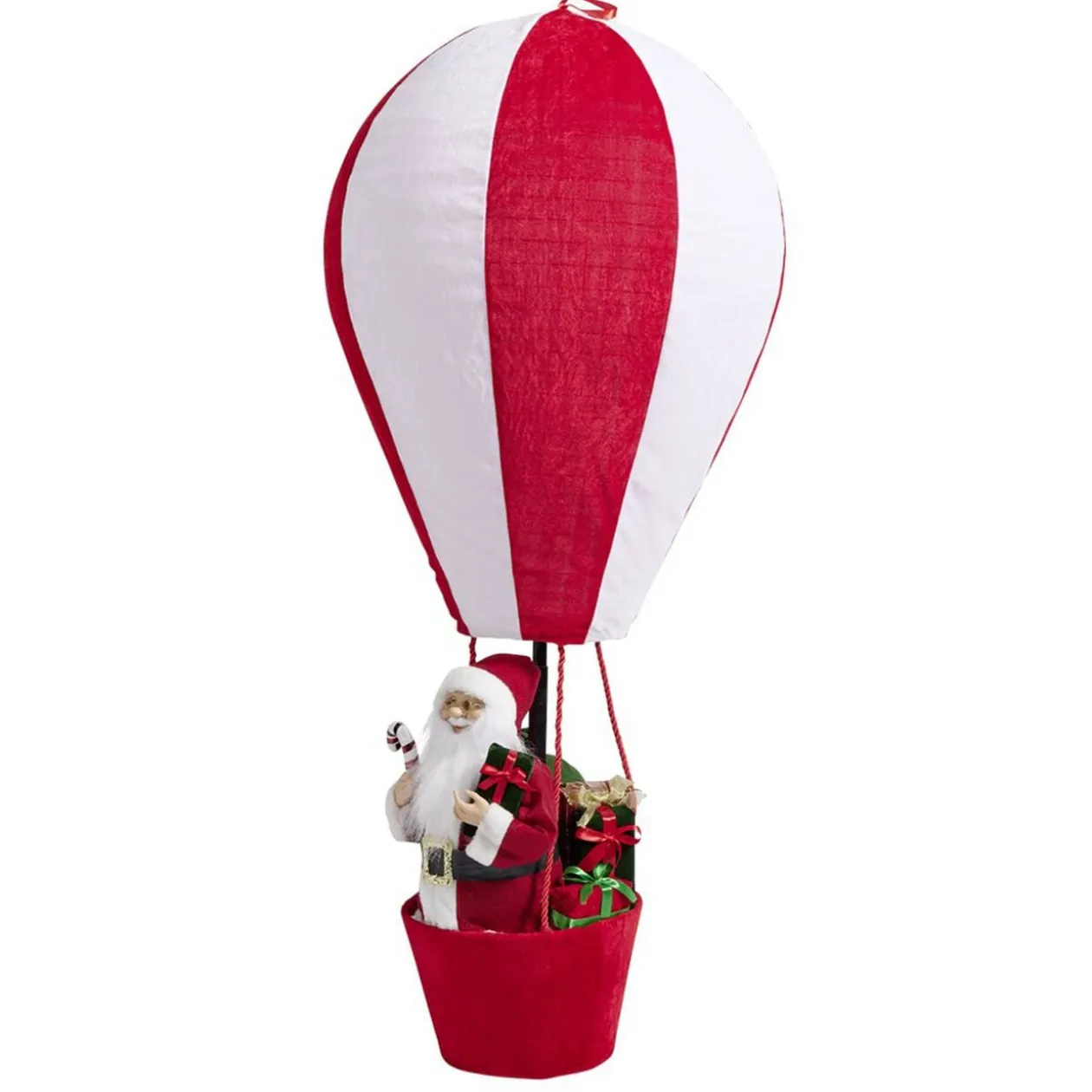 Montgolfière du père Noël feutrine rouge et blanc XL Ø65xH150cm
