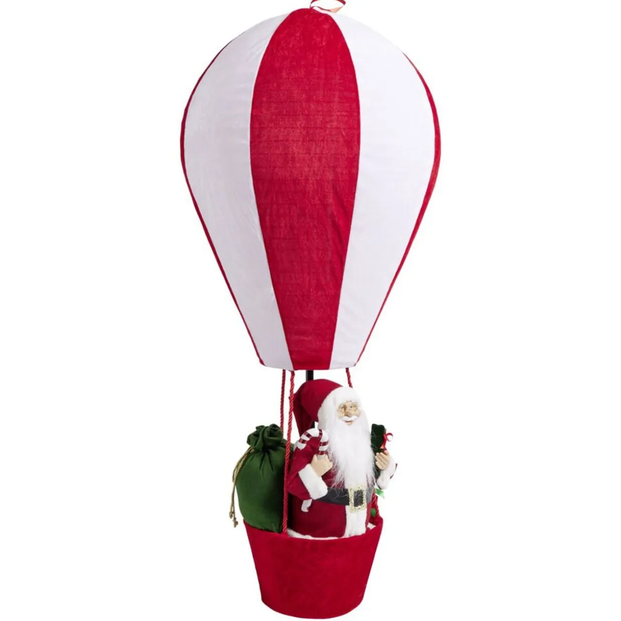 Montgolfière du père Noël feutrine rouge et blanc XL Ø65xH150cm