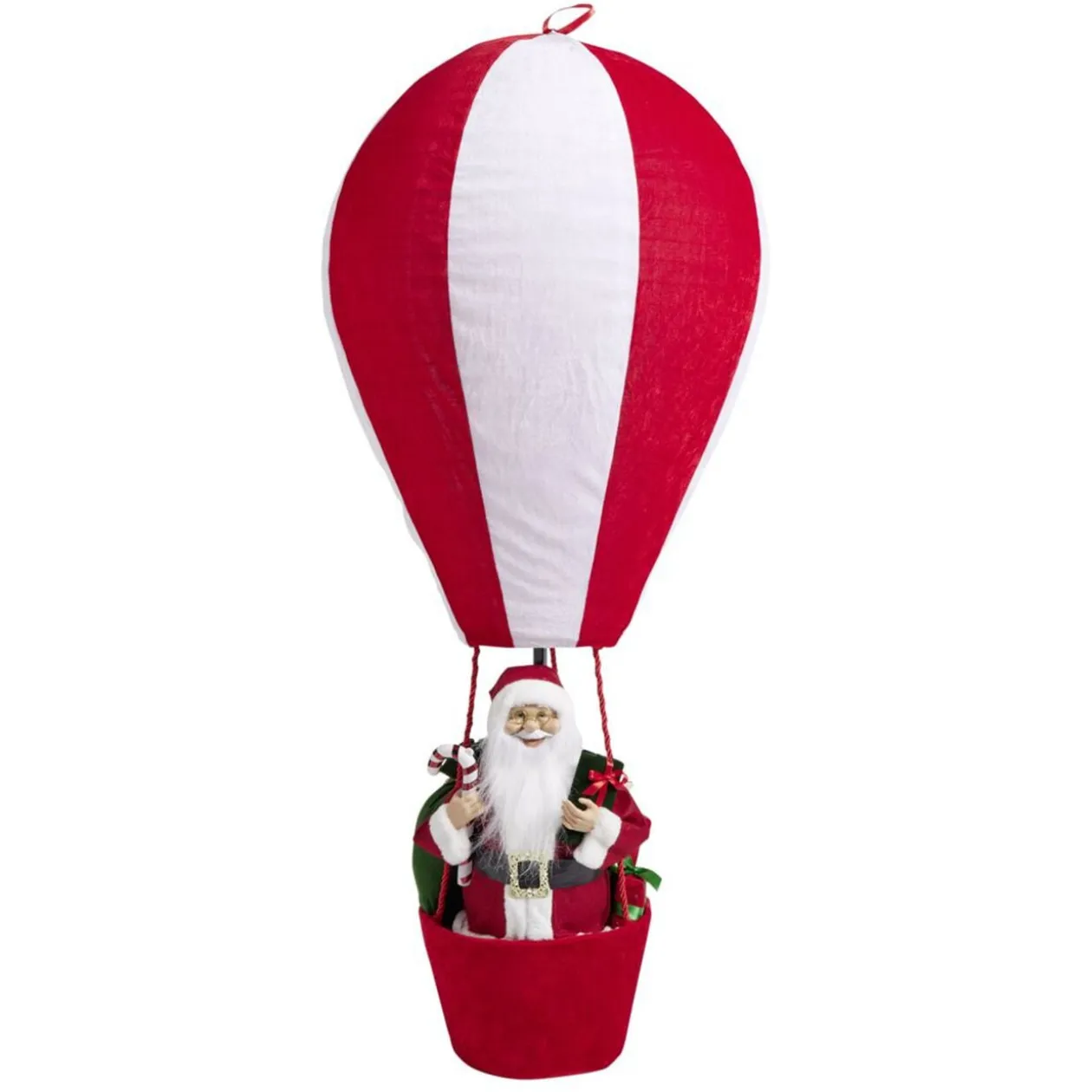 Montgolfière du père Noël feutrine rouge et blanc XL Ø65xH150cm
