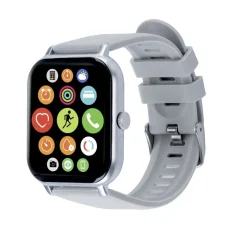 Montre connectée bluetooth carrée bracelet silicone L25cm (2 modèles noir ou blanc)