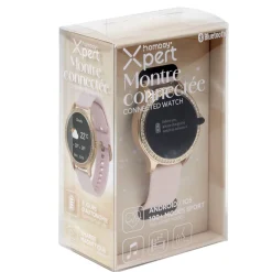 Montre connectée ronde strass bracelet silicone Ø5cm (2 modèles blanc ou rose) < Gifi New