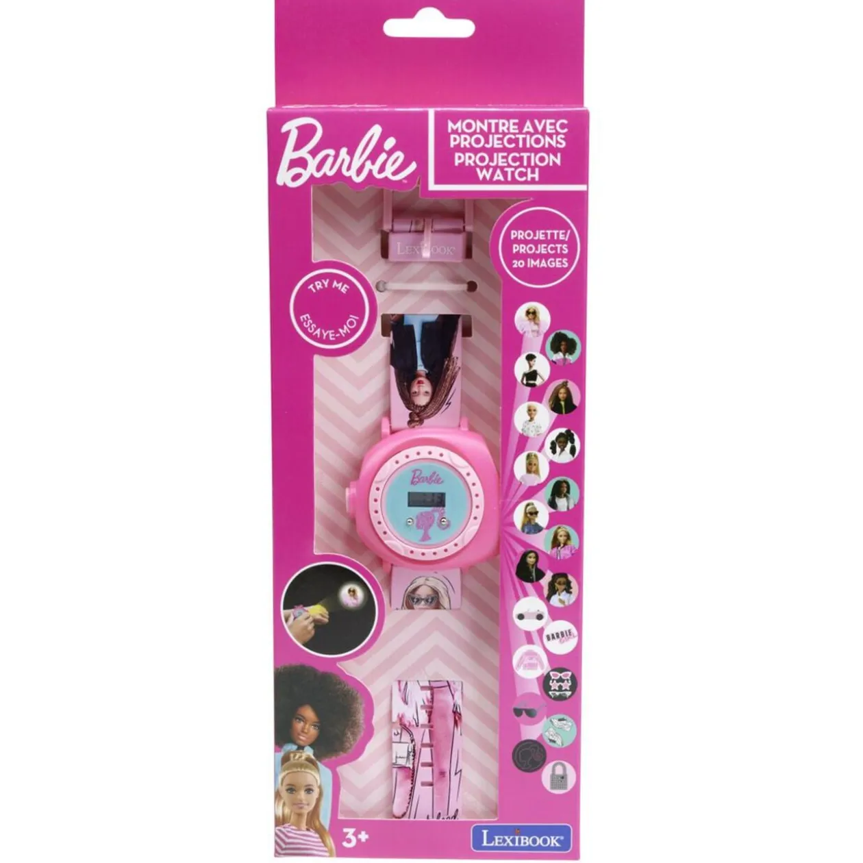 Montre enfant digitale Barbie avec projection 20 images plastique rose