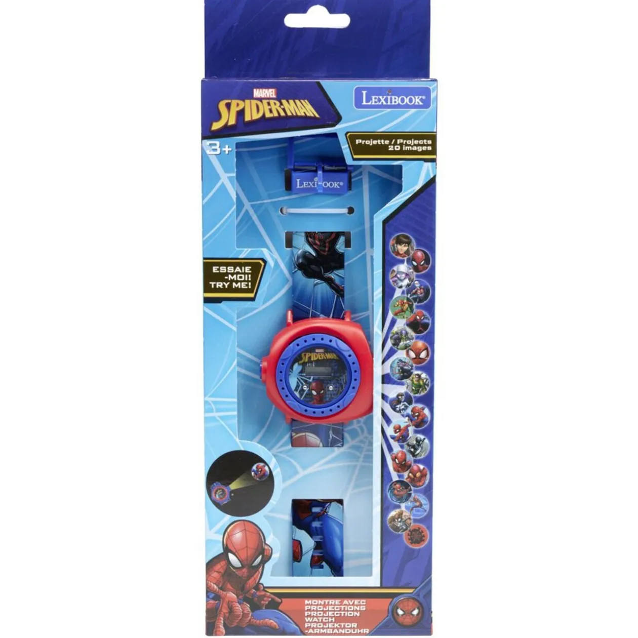 Montre enfant digitale Spider-Man avec projection 20 images plastique bleu