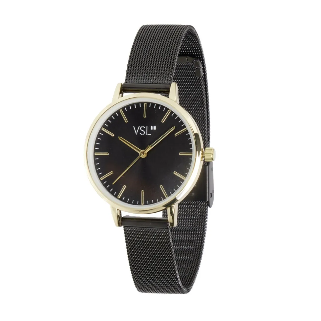 Montre femme bracelet maille milanaise inox noir < Gifi New