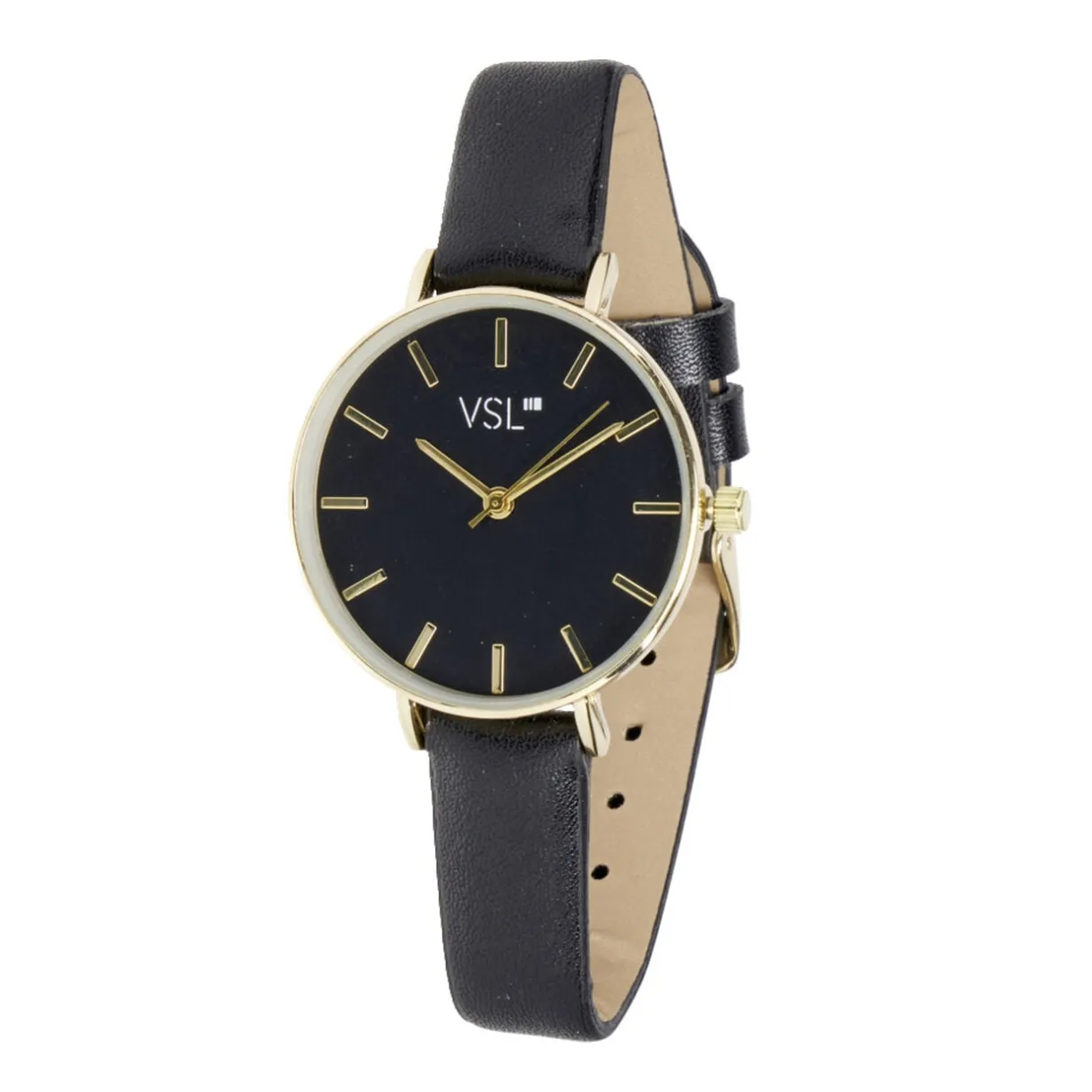 Montre femme cadran doré bracelet simili noir < Gifi Outlet