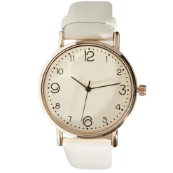 Montre femme cadran rond acier doré bracelet simili Ø3,5xH23cm (4 modèles)