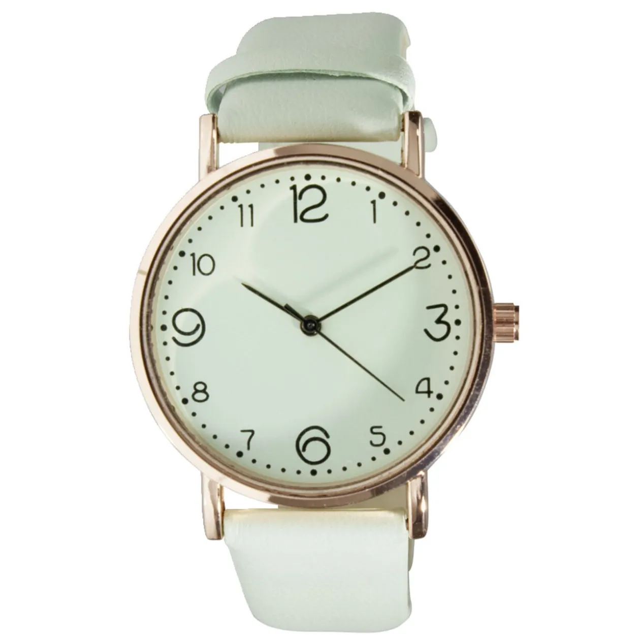 Montre femme cadran rond acier doré bracelet simili Ø3,5xH23cm (4 modèles)