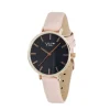Montre femme cadran rond bracelet simili rose