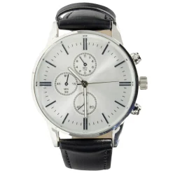 Montre homme cadran rond acier argenté bracelet simili Ø4xH24,5cm < Gifi Hot