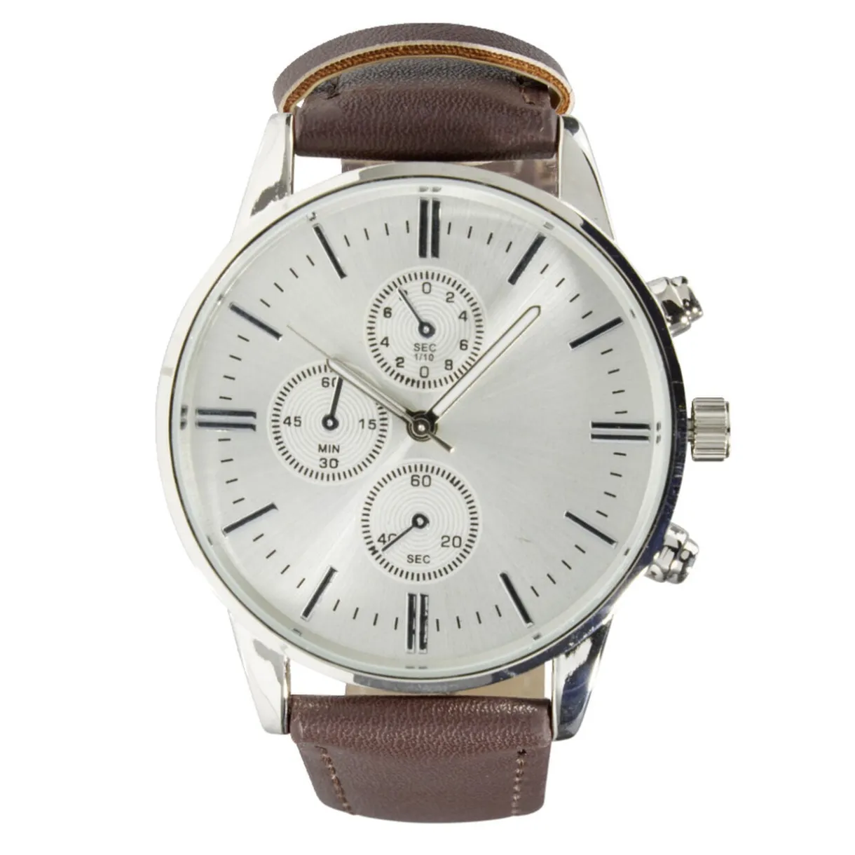 Montre homme cadran rond acier argenté bracelet simili Ø4xH24,5cm < Gifi Hot