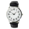 Montre homme cadran rond acier argenté bracelet simili Ø3,5xH23,5cm (2 modèles)