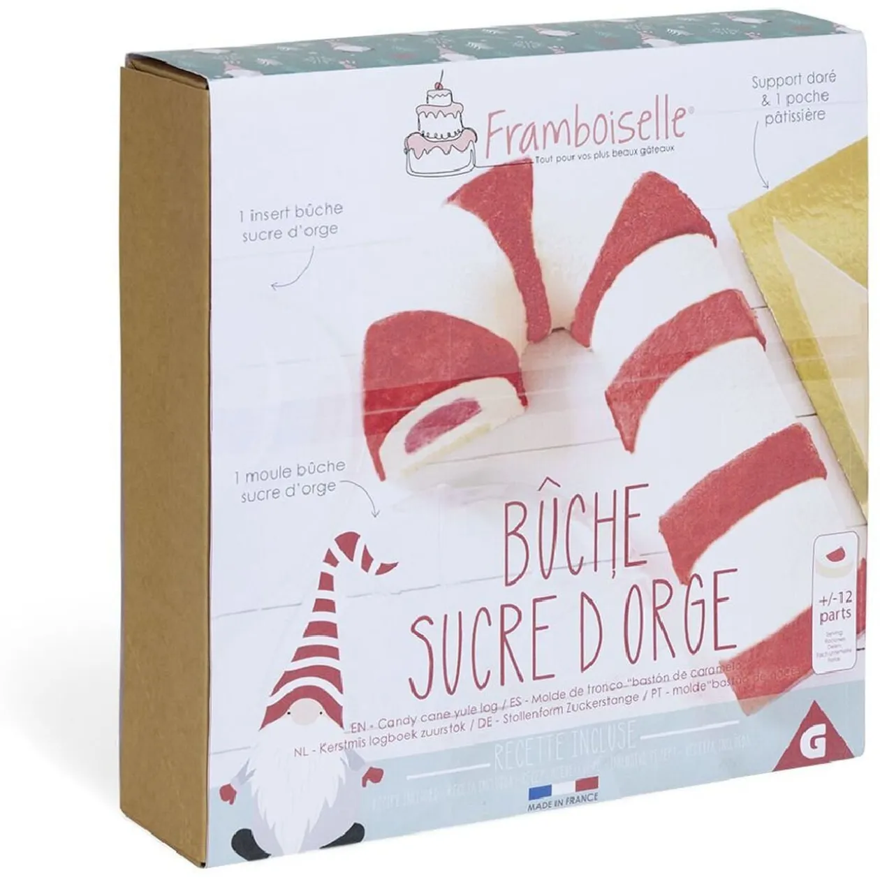 Moule à bûche forme sucre d'orge 33,5x22xH10cm