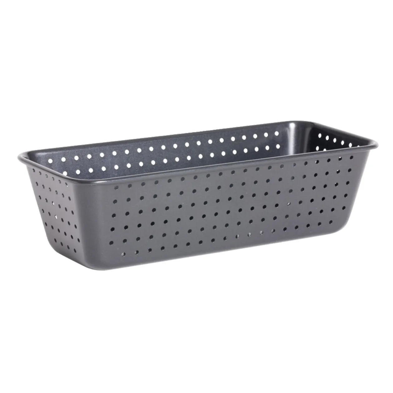 Moule à cake perforé acier noir 25x7xH2,5cm