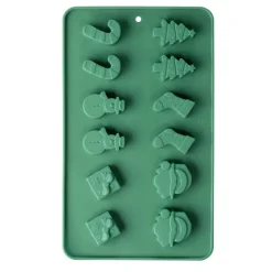 Moule à glaçons motif Noël silicone L23X14XH1,3 cm (2 modèles rouge ou vert)