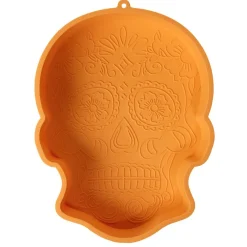 Moule à gâteau crâne calavera silicone orange 30x23,5xH5,5cm < Gifi Best