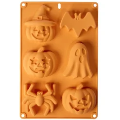 Moule à gâteau Halloween x6 silicone orange 18x27cm