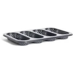 Moule à mini baguette perforé acier noir 33,6x22xH3cm < Gifi Sale