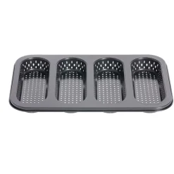 Moule à mini baguette perforé acier noir 33,6x22xH3cm < Gifi Sale