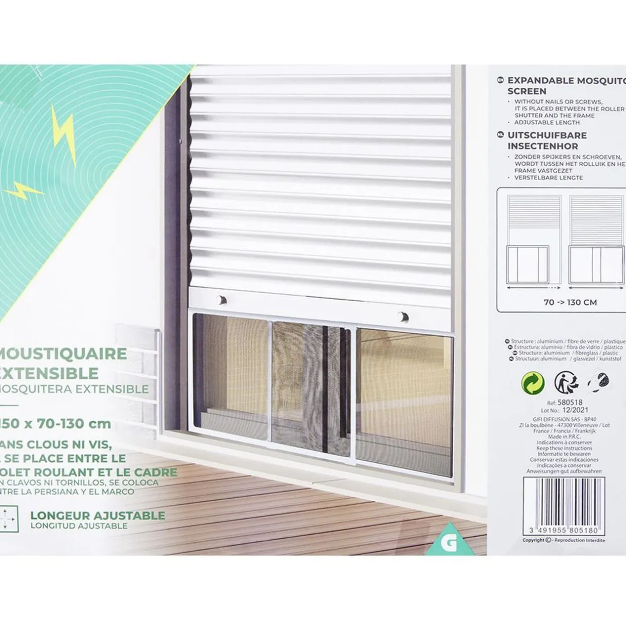 Moustiquaire de fenêtre en aluminium extensible L70/130xH50cm < Gifi Discount