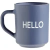 Mug bleu inscription HELLO 250ml < Gifi Outlet