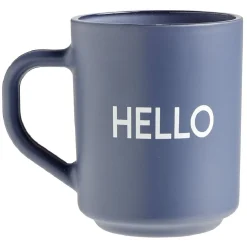 Mug bleu inscription HELLO 250ml < Gifi Outlet