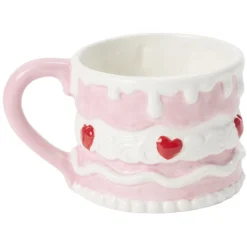 Mug cake coeur dolomite rose et blanc Ø9xH7cm < Gifi Discount