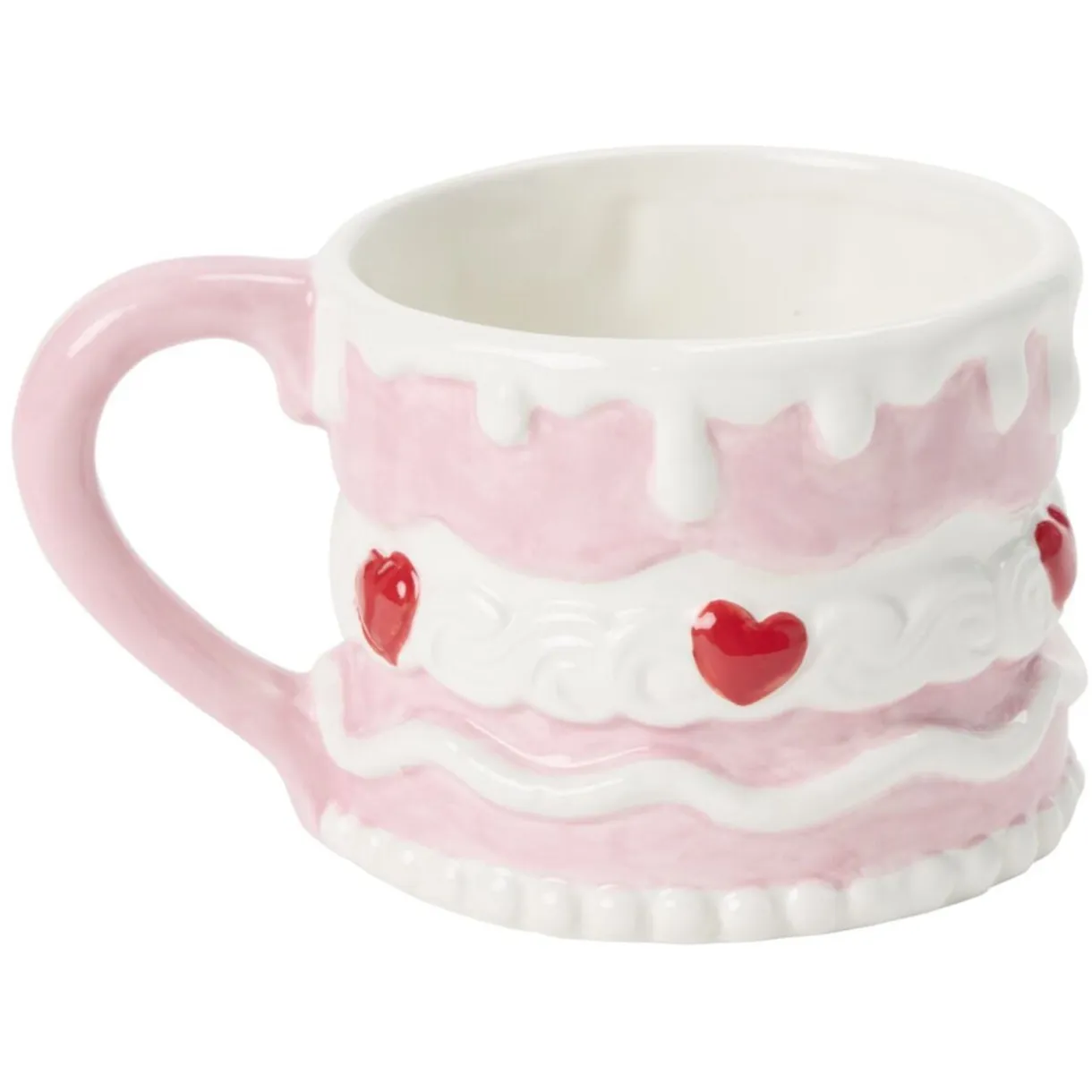 Mug cake coeur dolomite rose et blanc Ø9xH7cm < Gifi Discount