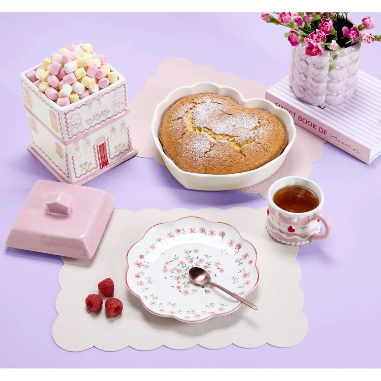 Mug cake coeur dolomite rose et blanc Ø9xH7cm < Gifi Discount