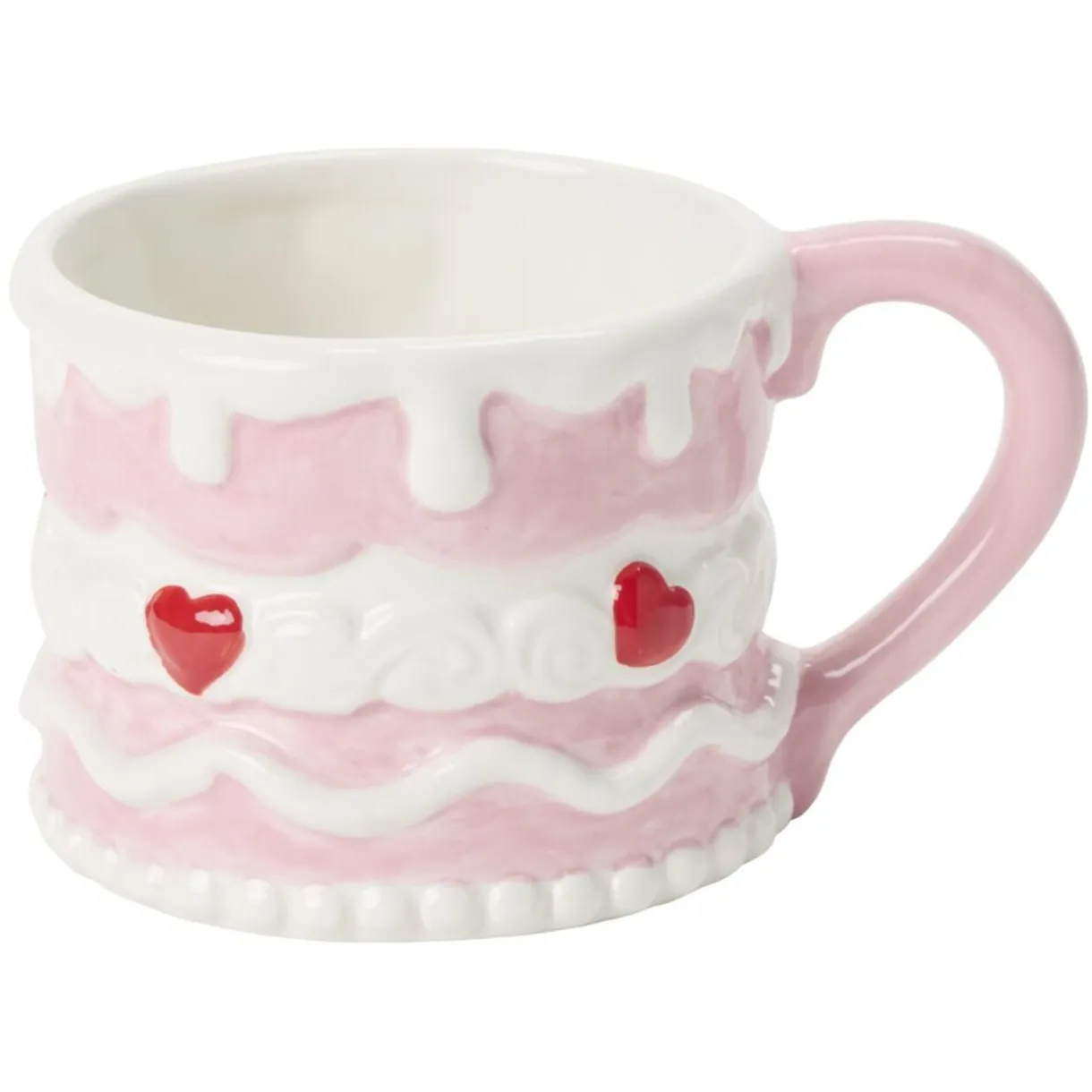 Mug cake coeur dolomite rose et blanc Ø9xH7cm < Gifi Discount