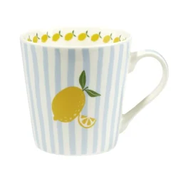 Mug céramique motif fruit orange bayadère rayures colorées Ø8,5xH9cm (2 modèles)